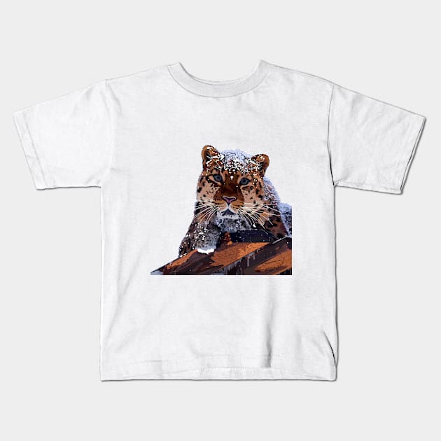 Far Eastern leopard Kids T-Shirt by Ocennyy